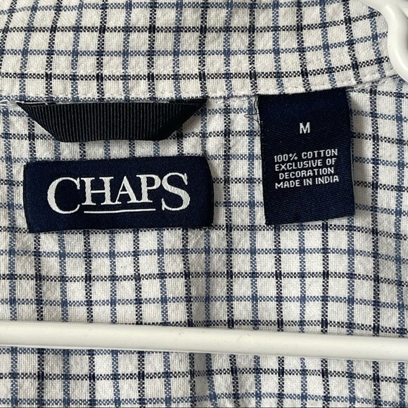 Chaps Mens Long Sleeve Button Down Blue/Black/White Plaid Medium - Picture 7 of 7